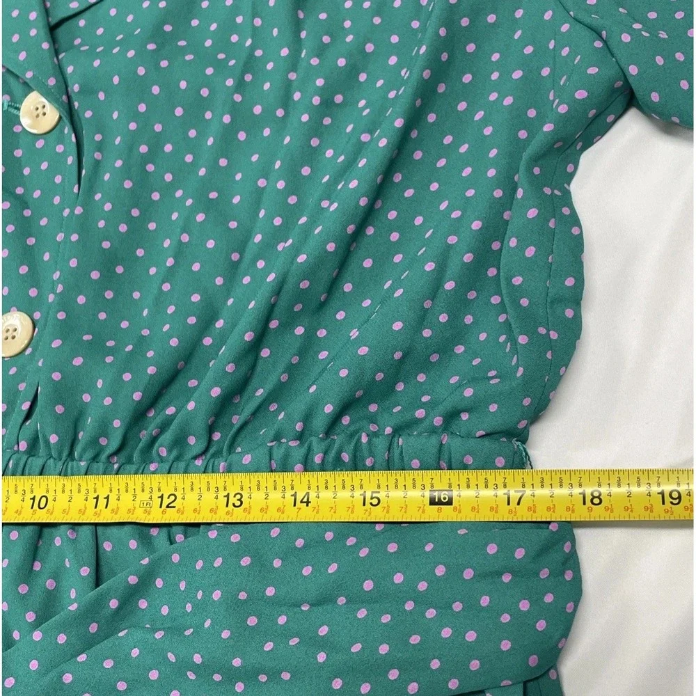 Kate Spade Green Pink Polka Dot Belted Jumpsuit Women's Size 14 NEW‎ Defaced
